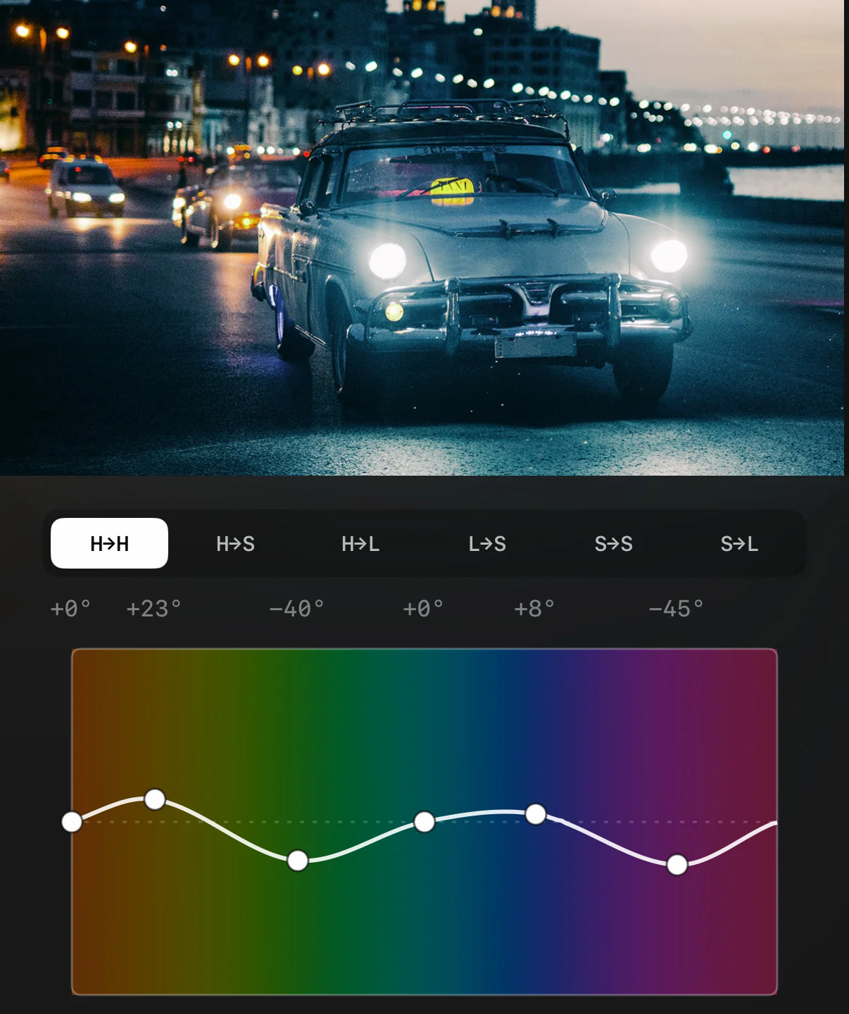 DeluxeFX RGB Curves grading an Amsterdam canal night scene
